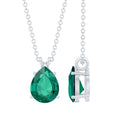 Lab Grown Emerald Necklace - Pear Cut Solitaire Pendant With Chain AAAA Quality