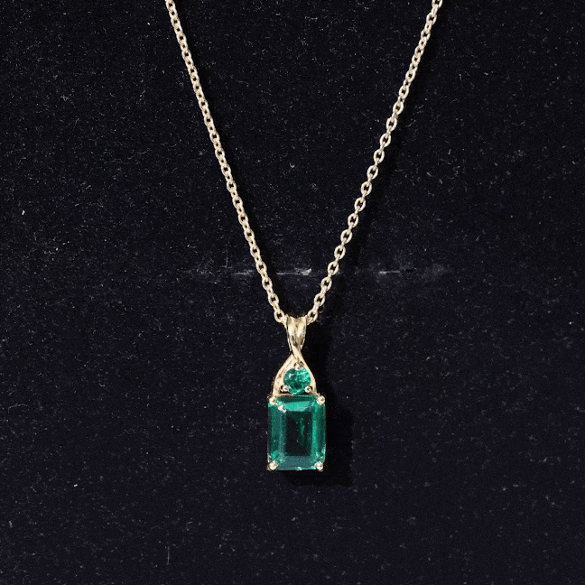 Lab Created Emerald Necklace – Solitaire Emerald Pendant, 1.68 Carat AAA Quality