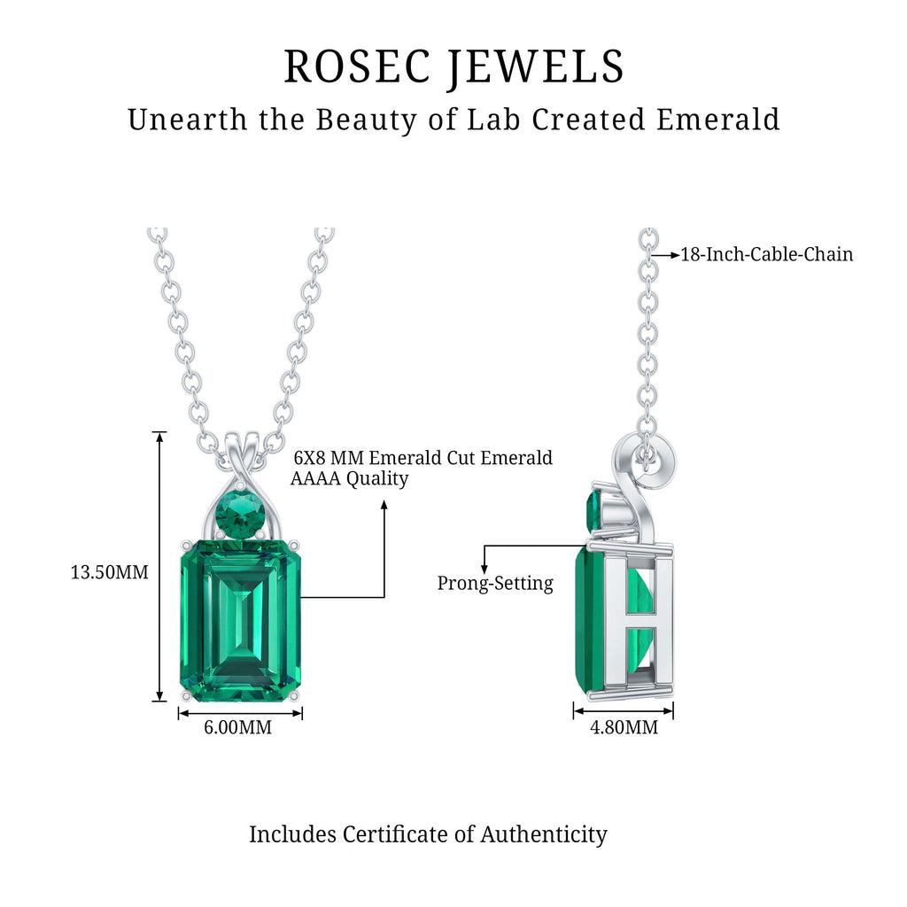 Lab Created Emerald Necklace – Solitaire Emerald Pendant, 1.68 Carat AAA Quality