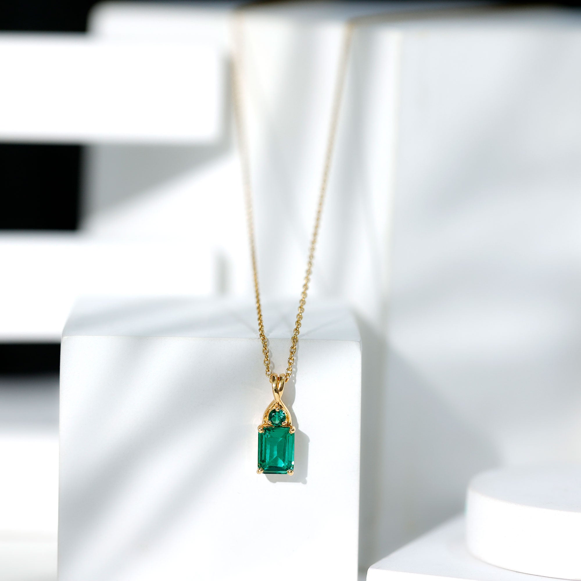 Lab Created Emerald Necklace – Solitaire Emerald Pendant, 1.68 Carat AAA Quality