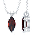 Garnet Marquise Necklace – 0.75 Carat Red Garnet Pendant in White Gold Silver