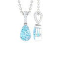 Aquamarine Pendant – Pear Shape Necklace with Diamond Bail | AAA Quality Gemstone