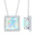 Ethiopian Opal Necklace – 2 Carat Princess Cut Solitaire Pendant with Twisted Rope Frame