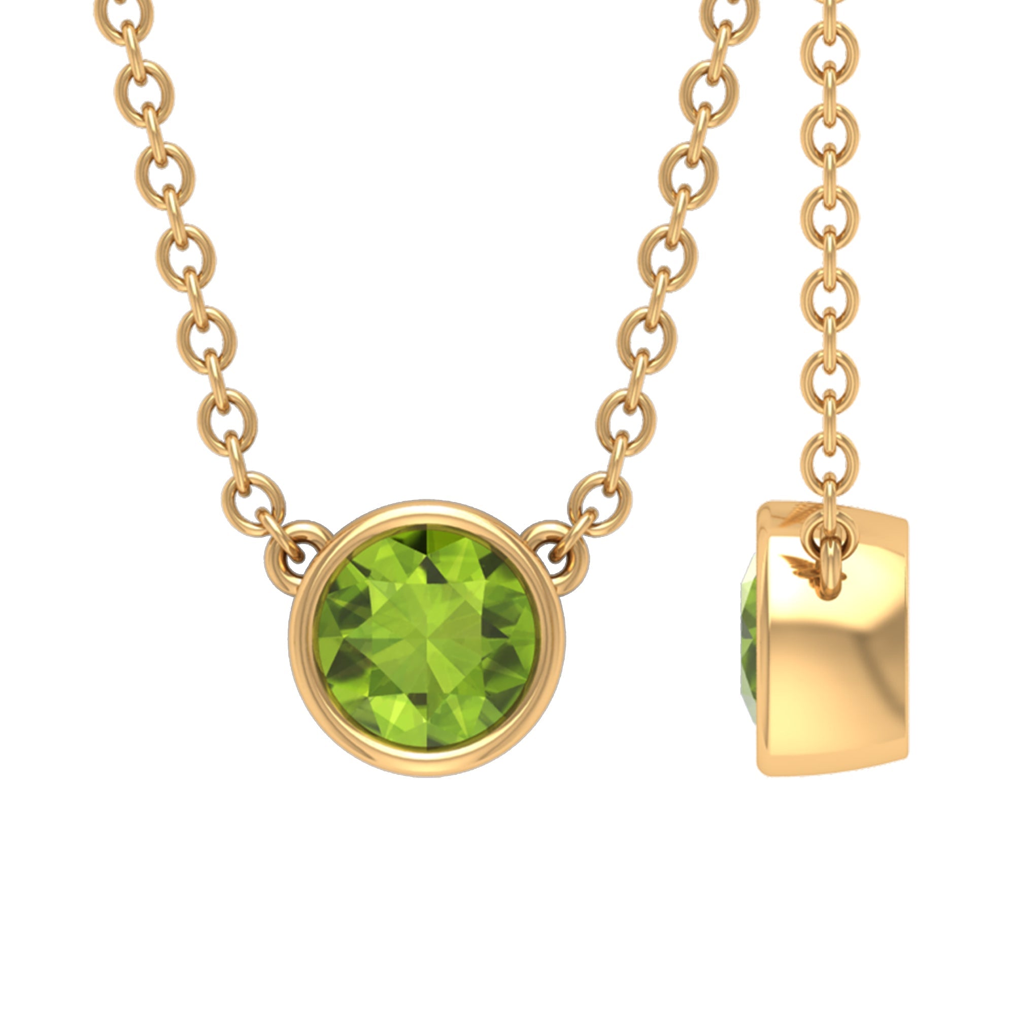 Peridot Birthstone Necklace – AAA Quality Round Cut Solitaire Pendant, Green Gemstone Jewelry