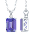 Tanzanite Necklace – 2 Carat Emerald Cut Solitaire Pendant with Silver Chain