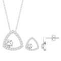 Simple Moissanite Triangle Necklace and Earrings Set