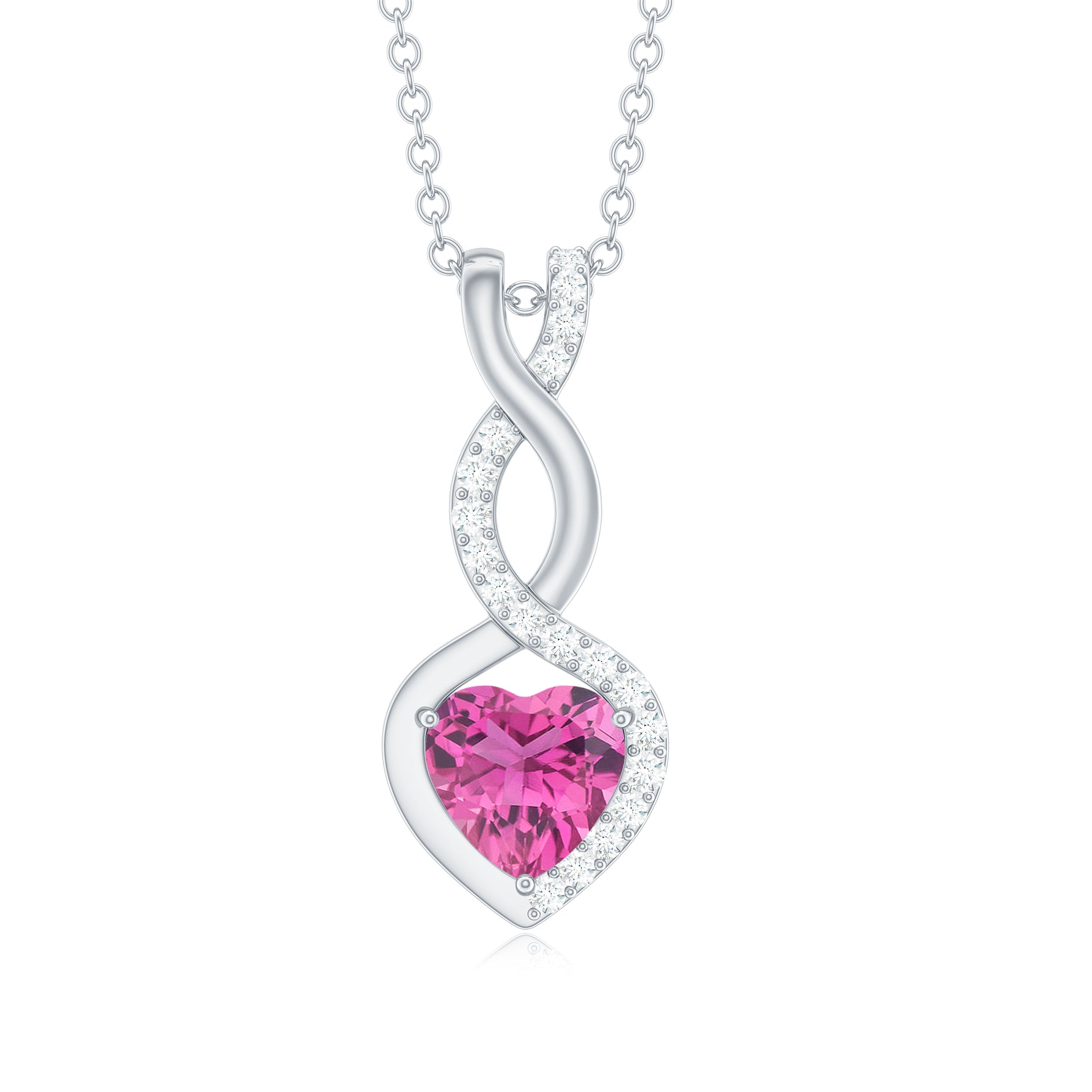 Pink Tourmaline Necklace – Heart Pendant With Diamond Infinity Symbol Jewelry