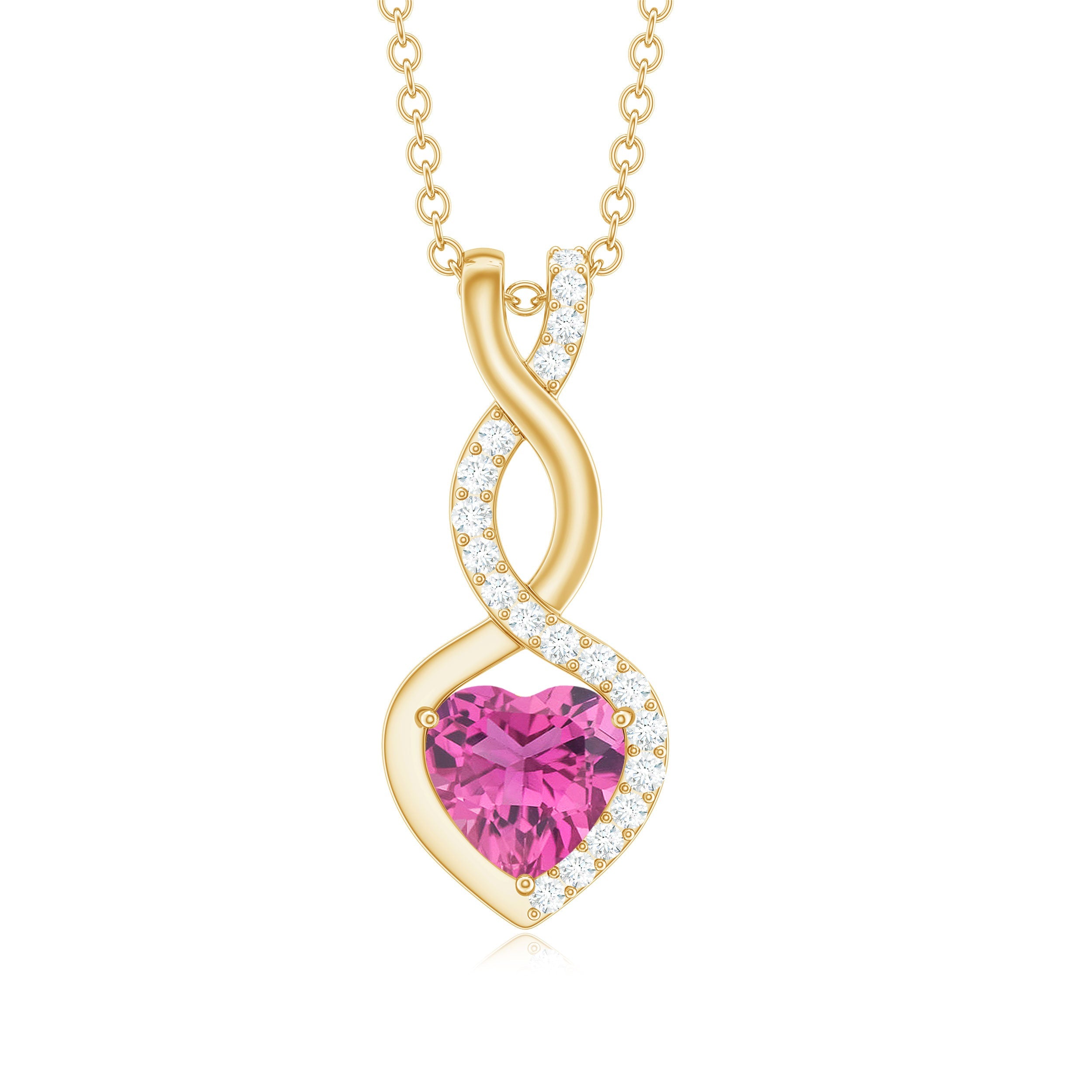 Pink Tourmaline Necklace – Heart Pendant With Diamond Infinity Symbol Jewelry