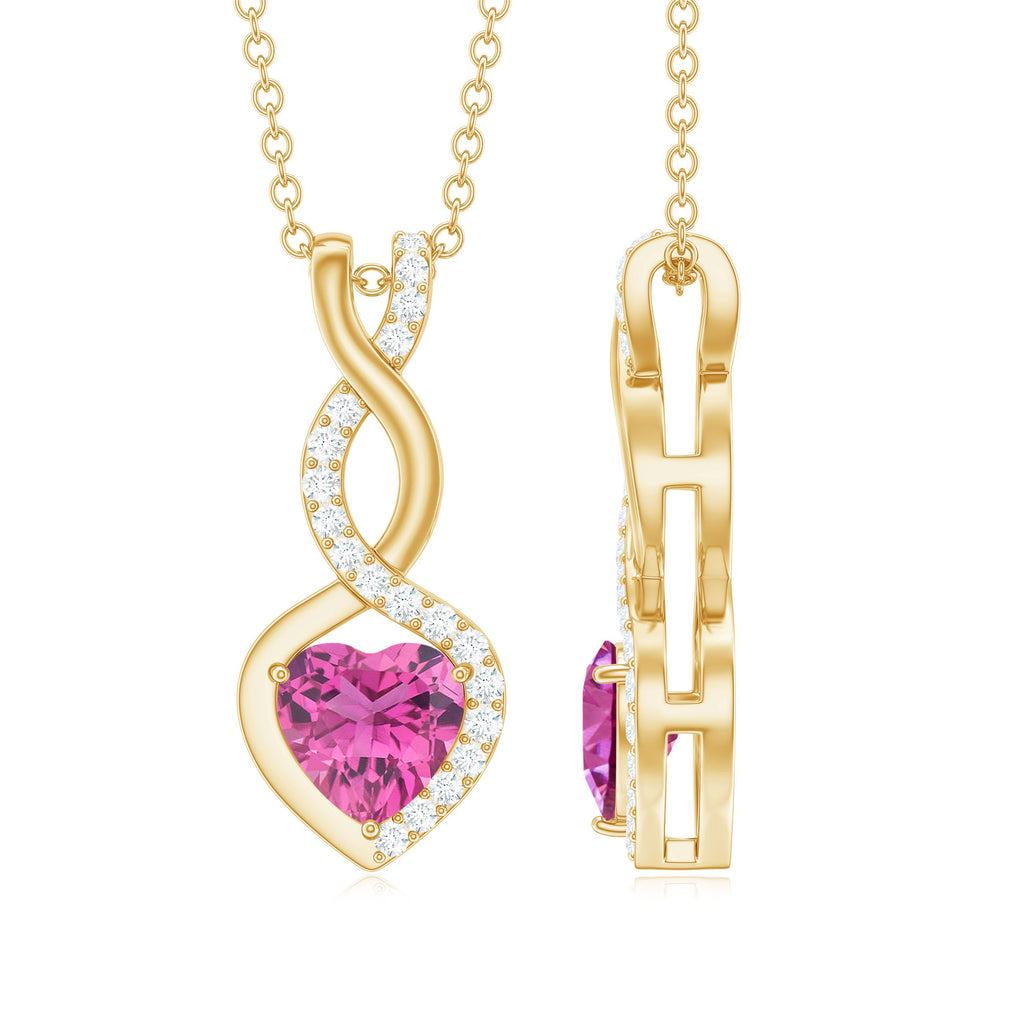 Pink Tourmaline Necklace – Heart Pendant With Diamond Infinity Symbol Jewelry