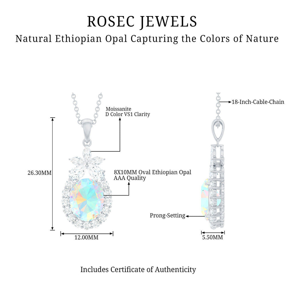 Certified Real 1.3 Carat Ethiopian Opal Statement Necklace