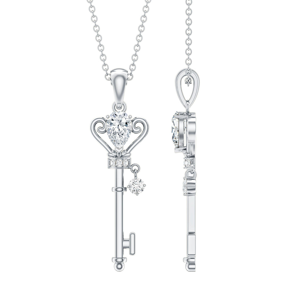 Certified Pear Shaped 0.6 Carat Lab Created Diamond Key Pendant