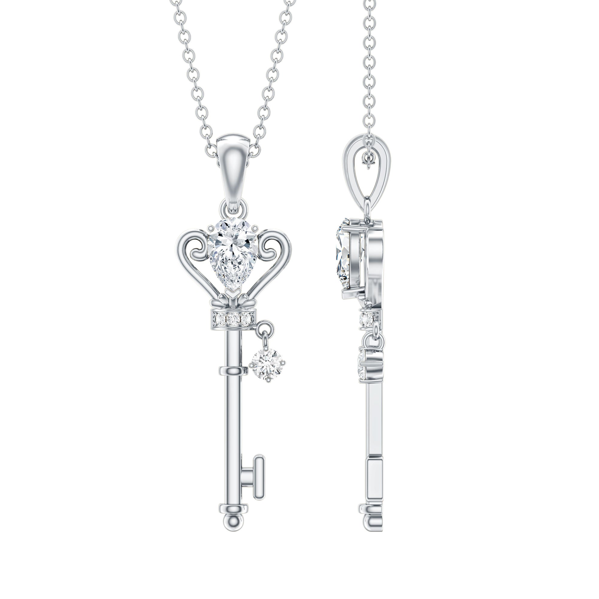 Certified Pear Shaped 0.6 Carat Lab Created Diamond Key Pendant