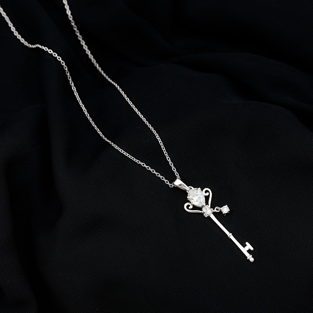 Certified Pear Shaped 0.6 Carat Lab Created Diamond Key Pendant