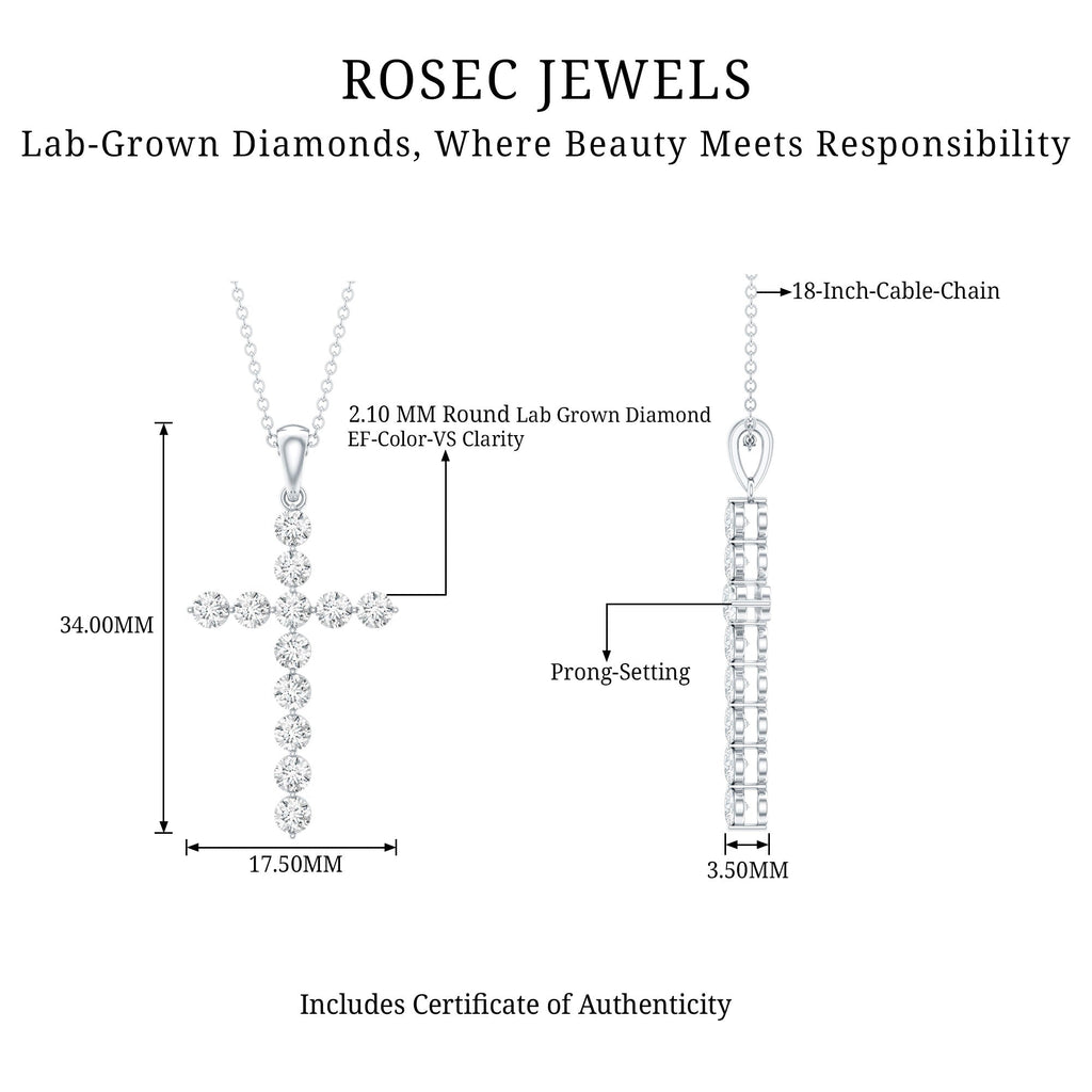 Certified Lab Grown Diamond Christian Cross Pendant