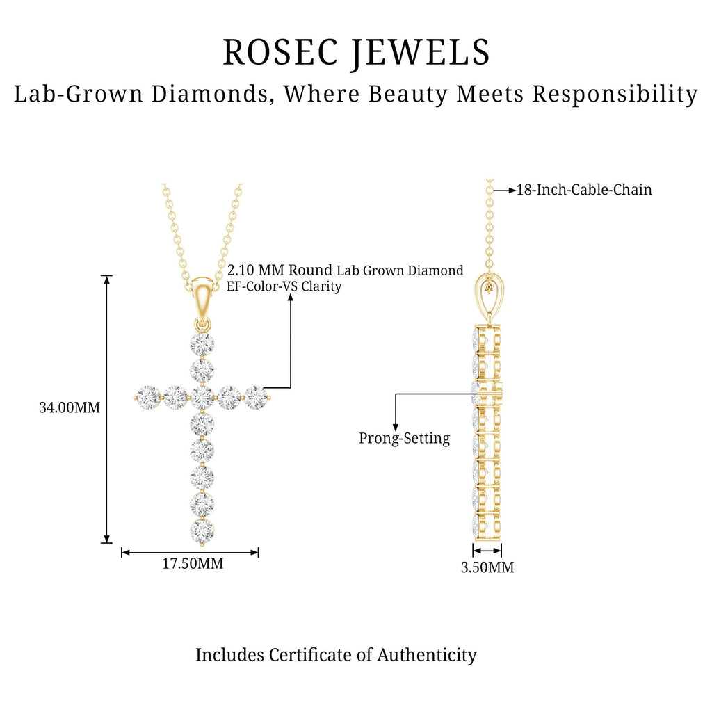 Certified Lab Grown Diamond Christian Cross Pendant
