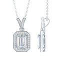 1.8 Carat Lab Created Diamond Emerald Cut Halo Necklace