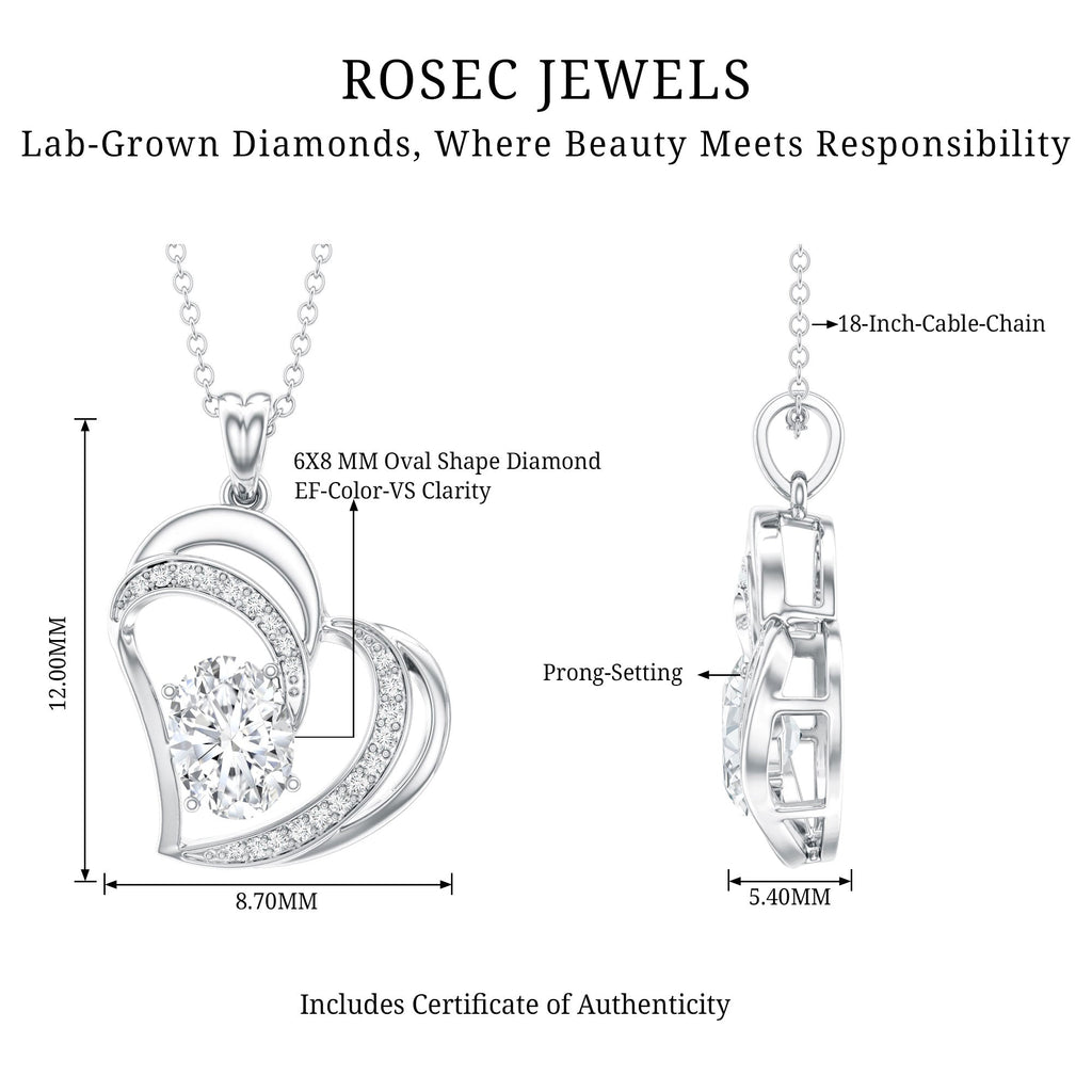 Lab Grown Diamond Heart Designer Necklace for Women