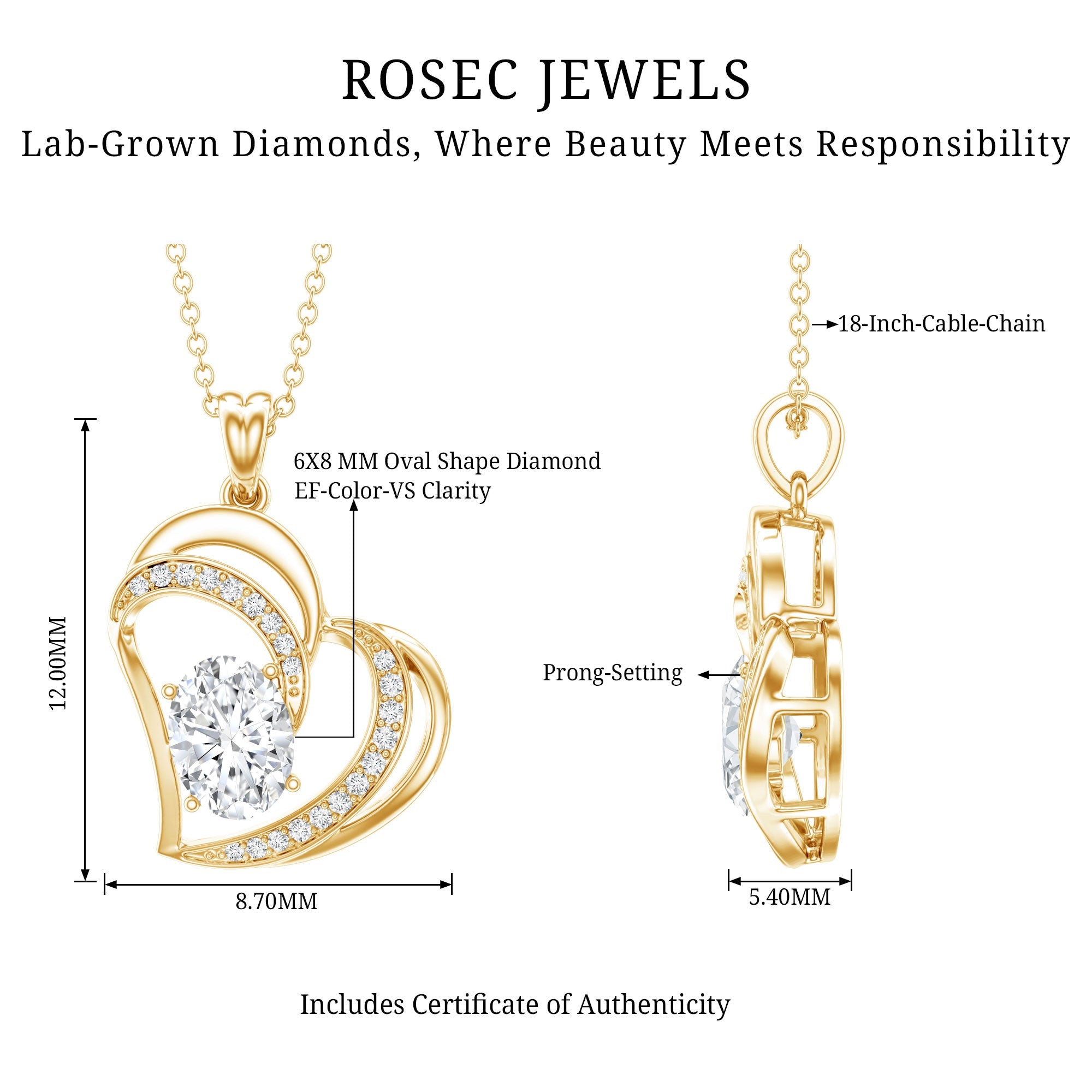 Lab Grown Diamond Heart Designer Necklace for Women