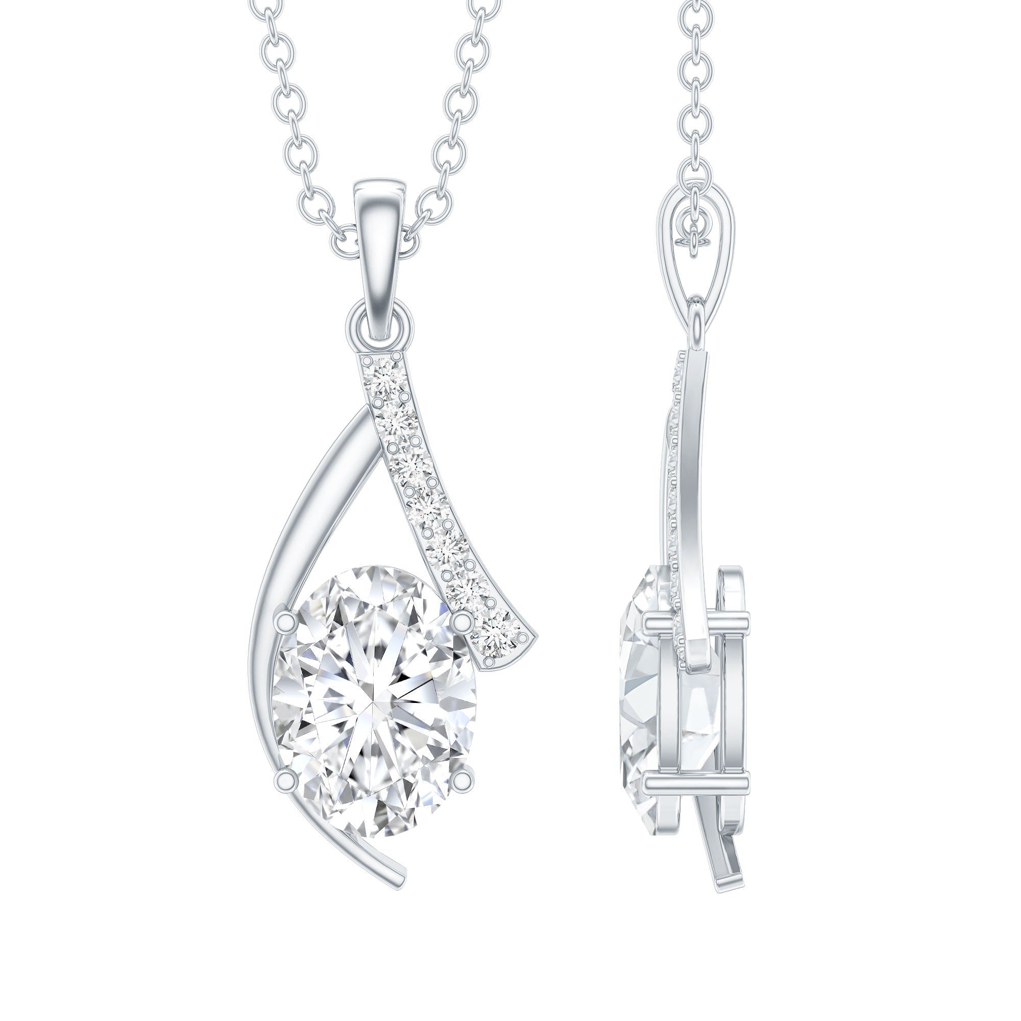 1.2 Carat Oval Lab Grown Diamond Solitaire Necklace