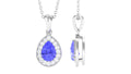 Tanzanite Pendant Necklace – Pear Shaped Teardrop Halo Pendant Blue Jewelry