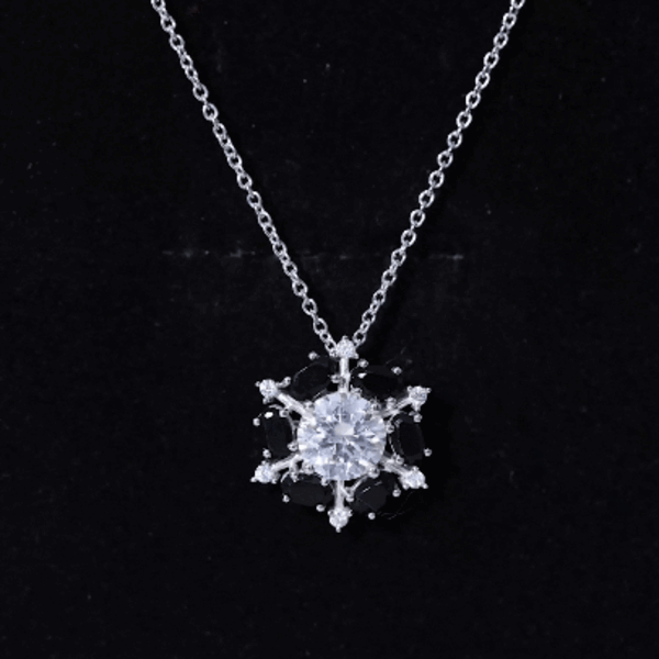Certified 2 Carat Moissanite Statement Necklace with Black Onyx