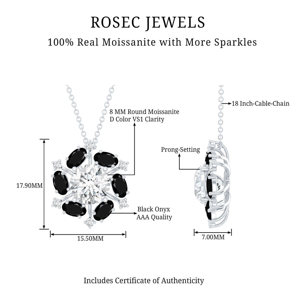 Certified 2 Carat Moissanite Statement Necklace with Black Onyx
