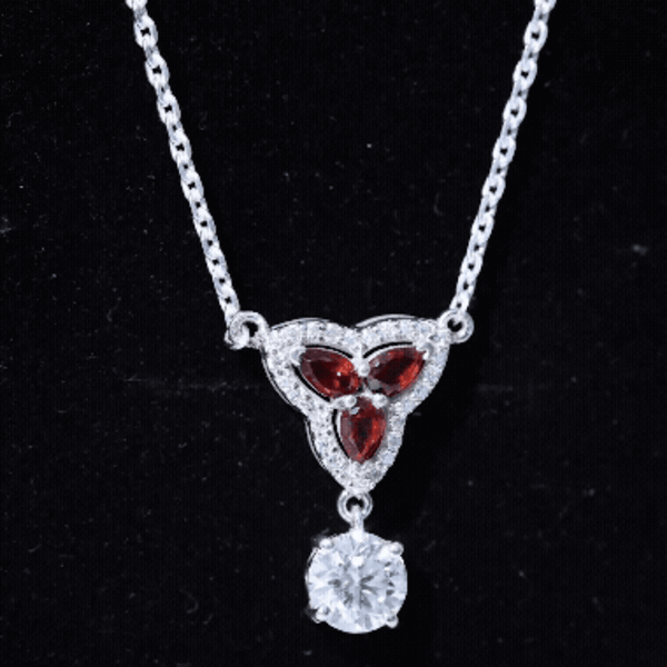 Moissanite Bridal Necklace – Floral Motif Designer Wedding Necklace in Silver