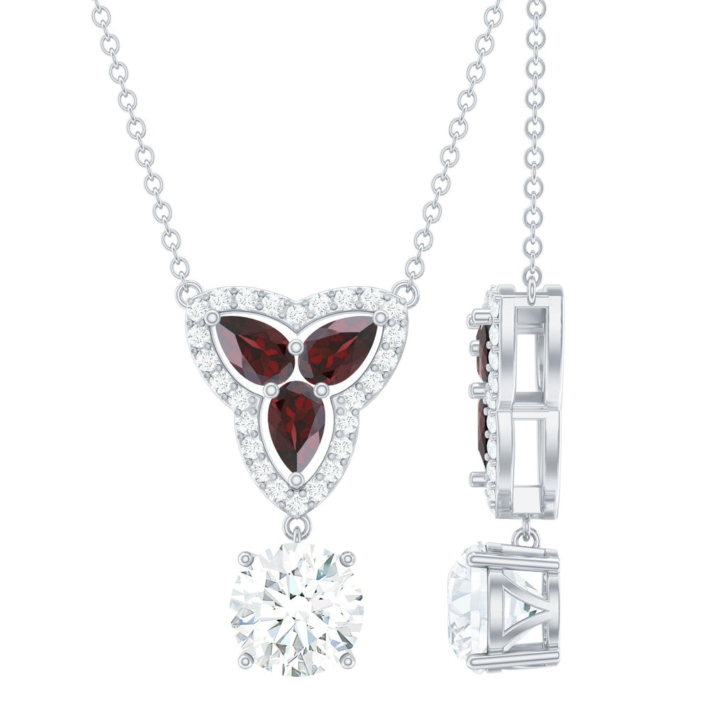 Moissanite Bridal Necklace – Floral Motif Designer Wedding Necklace in Silver