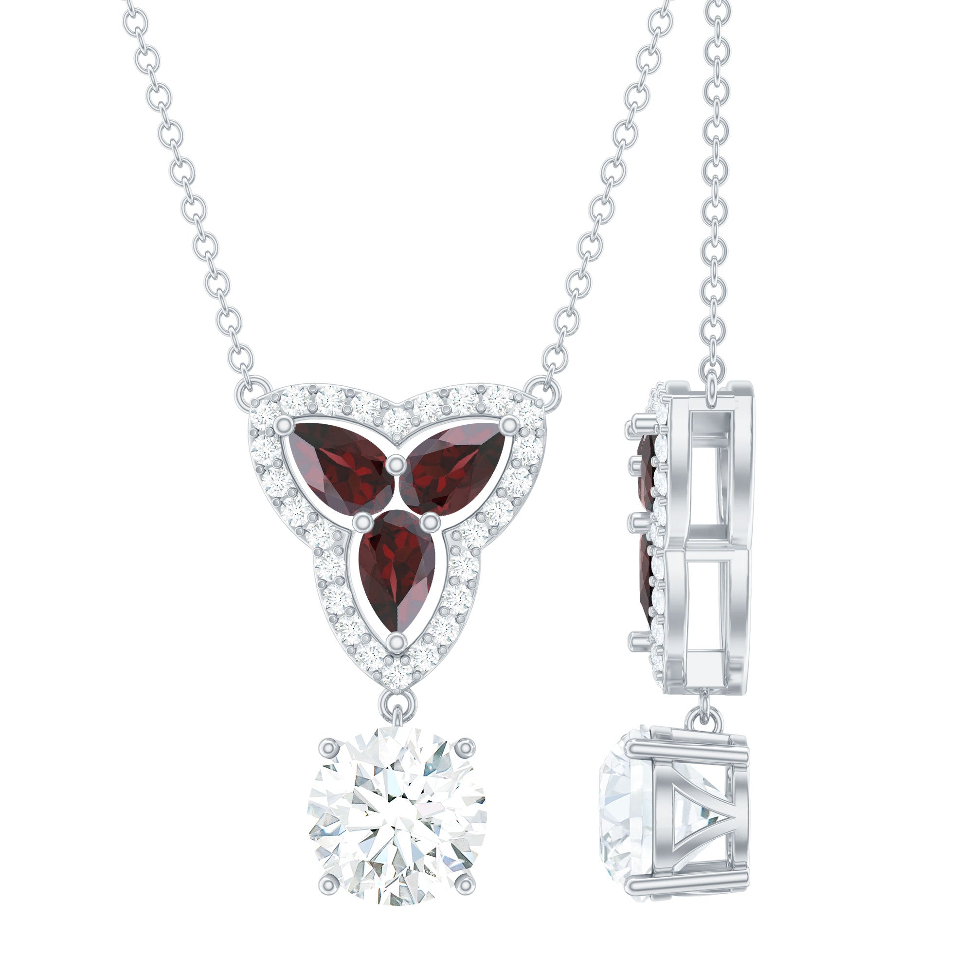 Moissanite Bridal Necklace – Floral Motif Designer Wedding Necklace in Silver