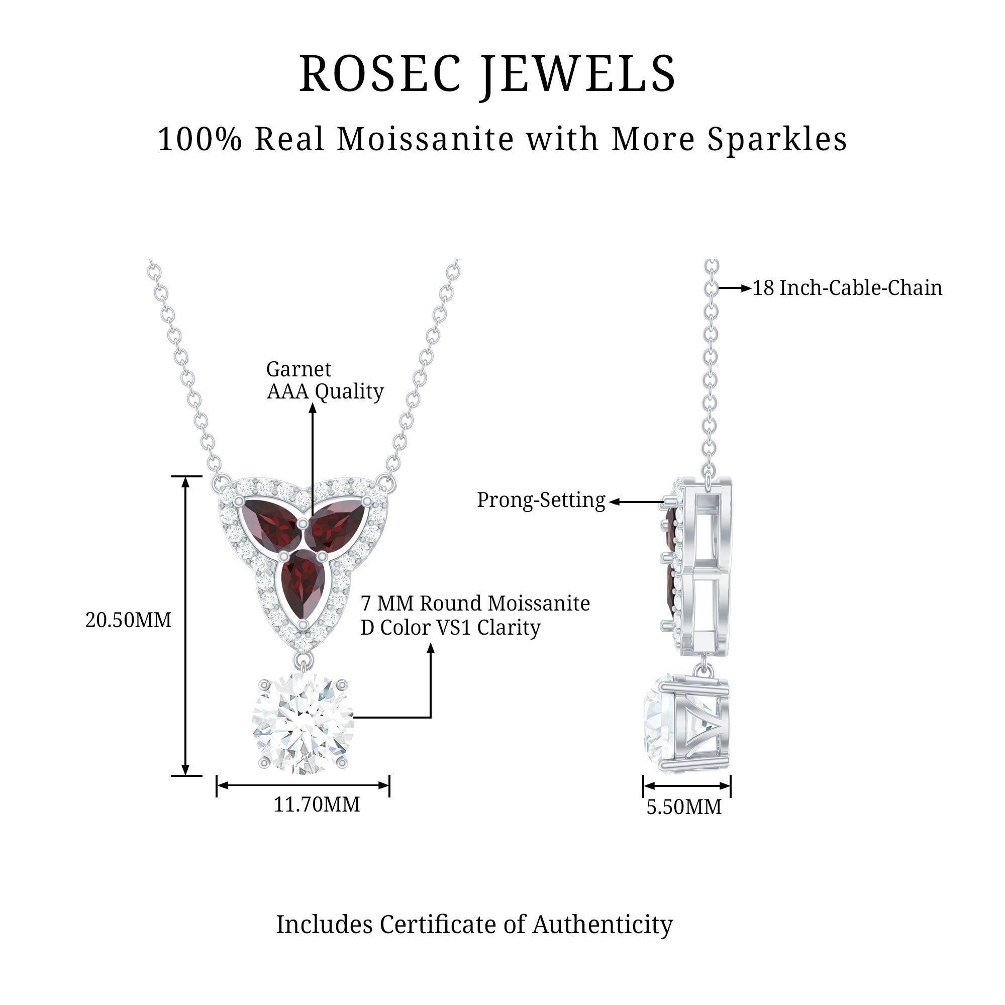 Moissanite Bridal Necklace – Floral Motif Designer Wedding Necklace in Silver