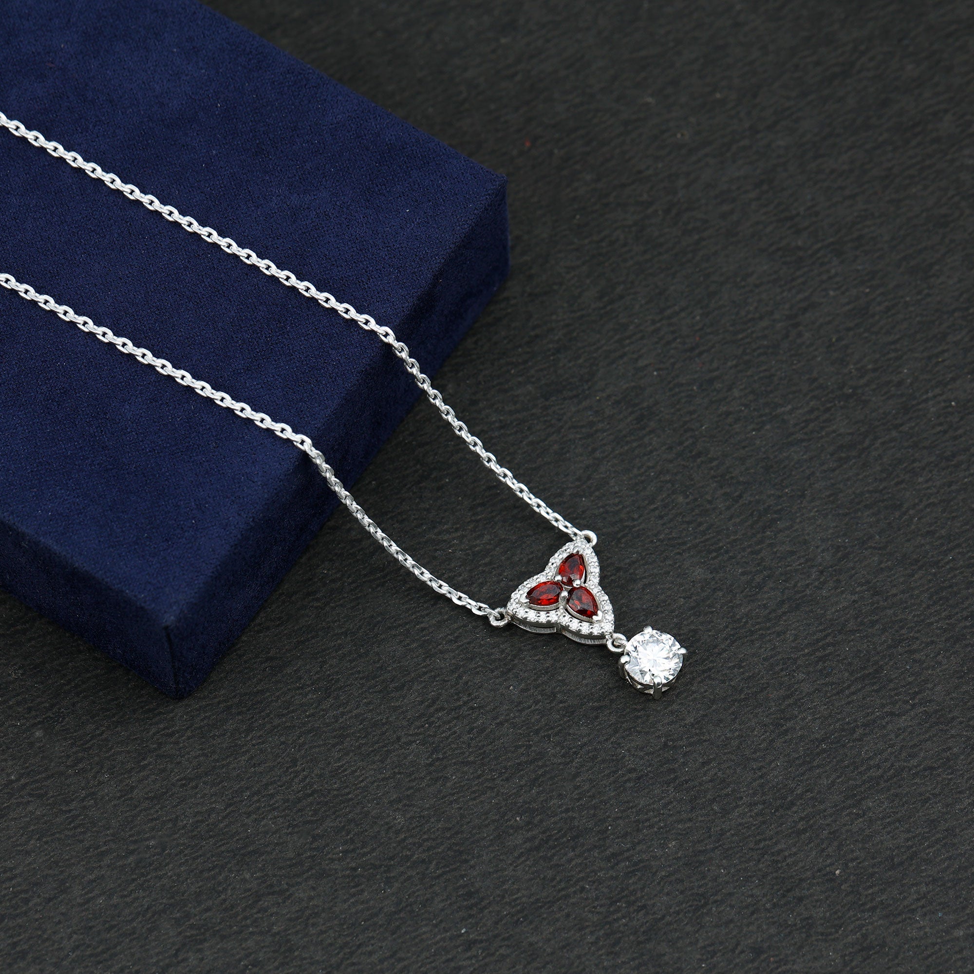 Moissanite Bridal Necklace – Floral Motif Designer Wedding Necklace in Silver