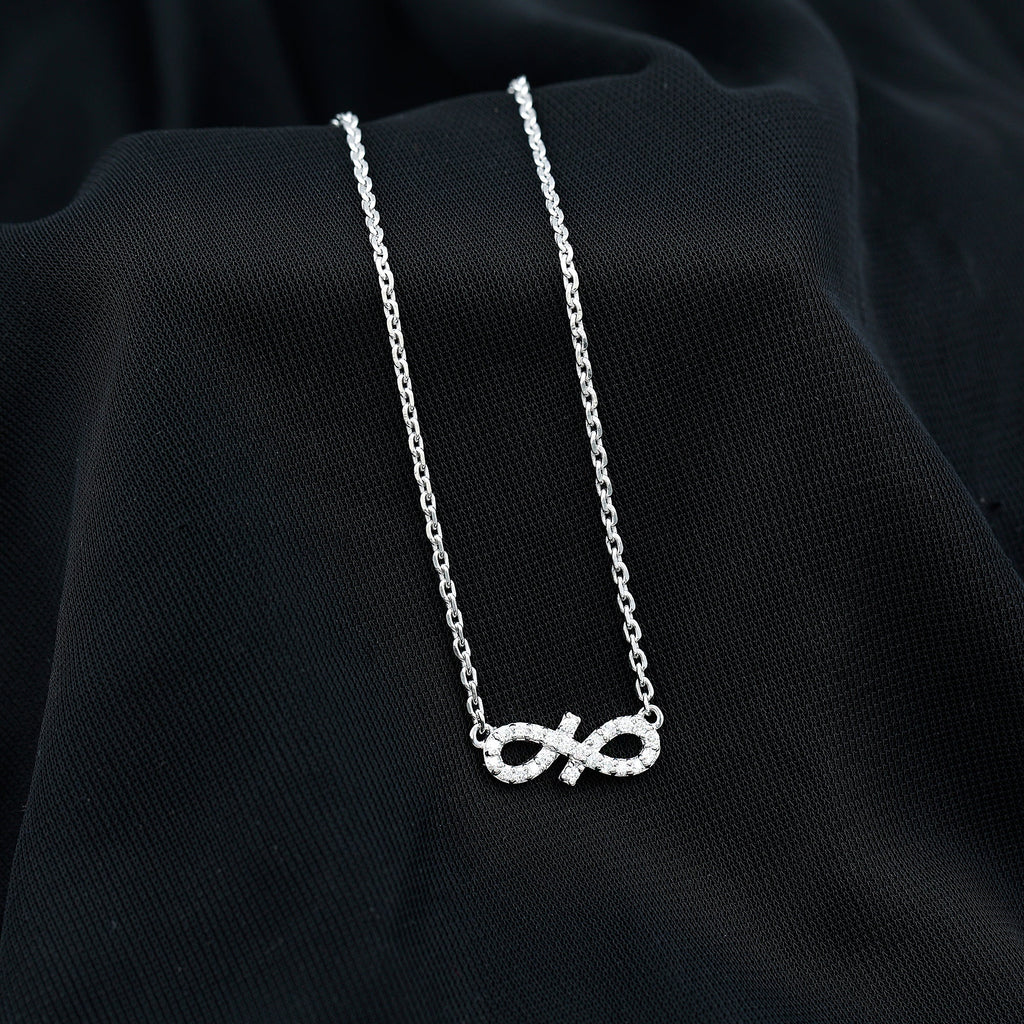 Moissanite Infinity Stackable Necklace in 14K Gold Plated Silver