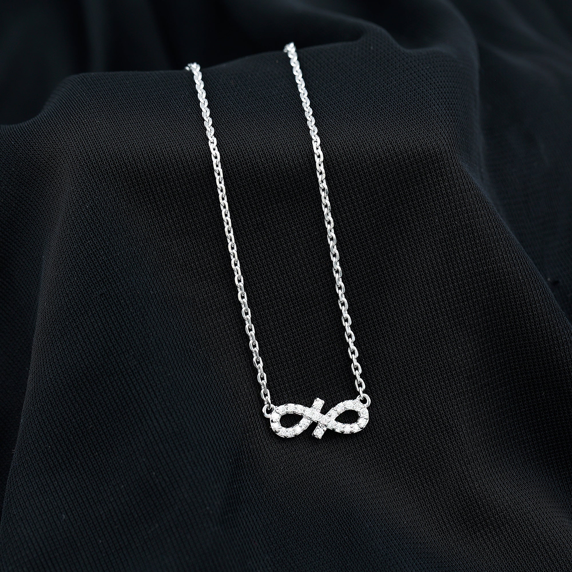 Moissanite Infinity Stackable Necklace in 14K Gold Plated Silver