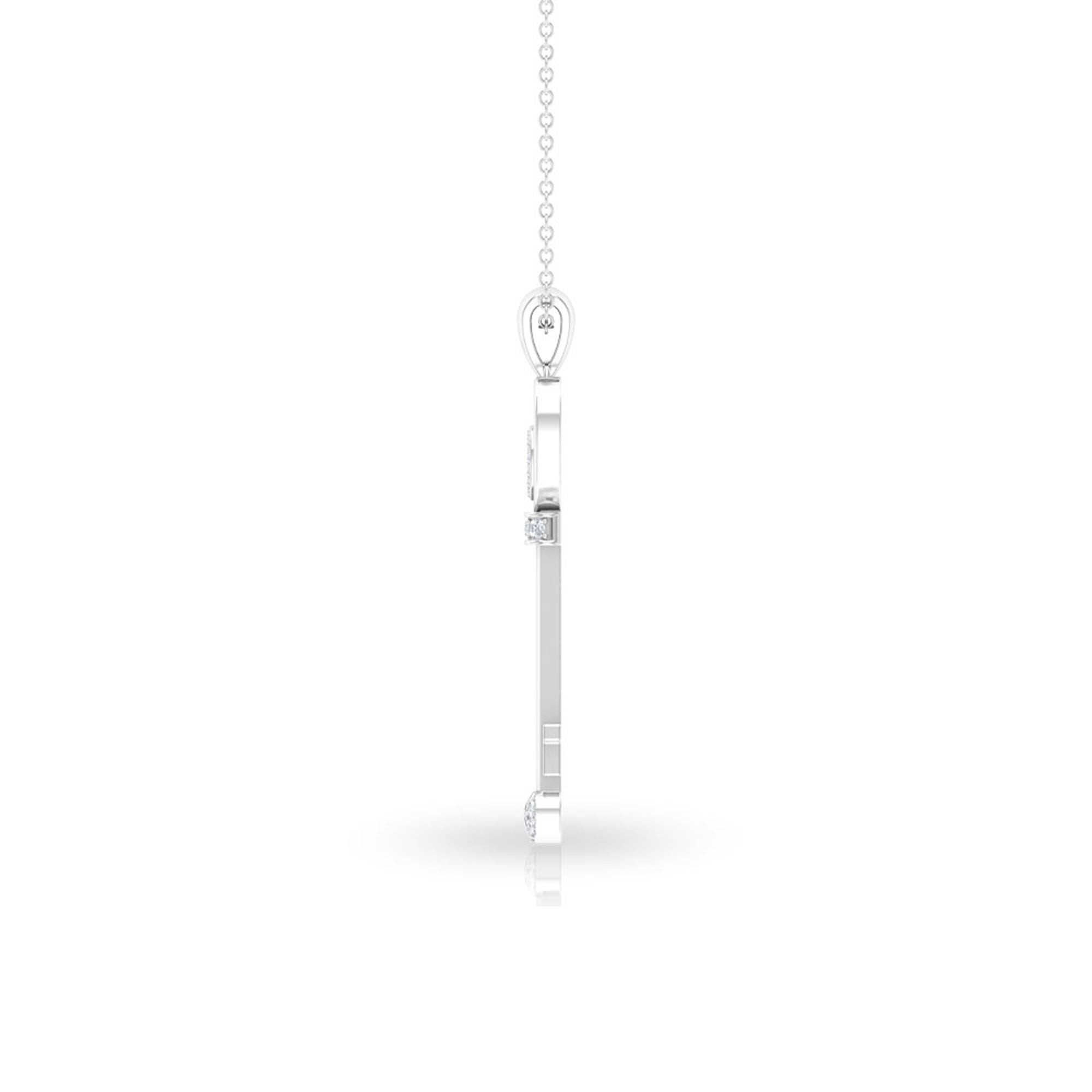 Diamond Key Necklace – Vintage Style Heart Pendant With Prong Setting Diamonds