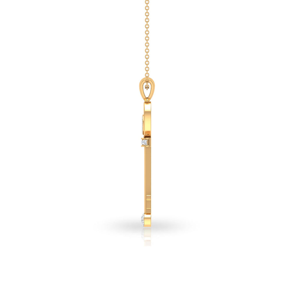 Diamond Key Necklace – Vintage Style Heart Pendant With Prong Setting Diamonds