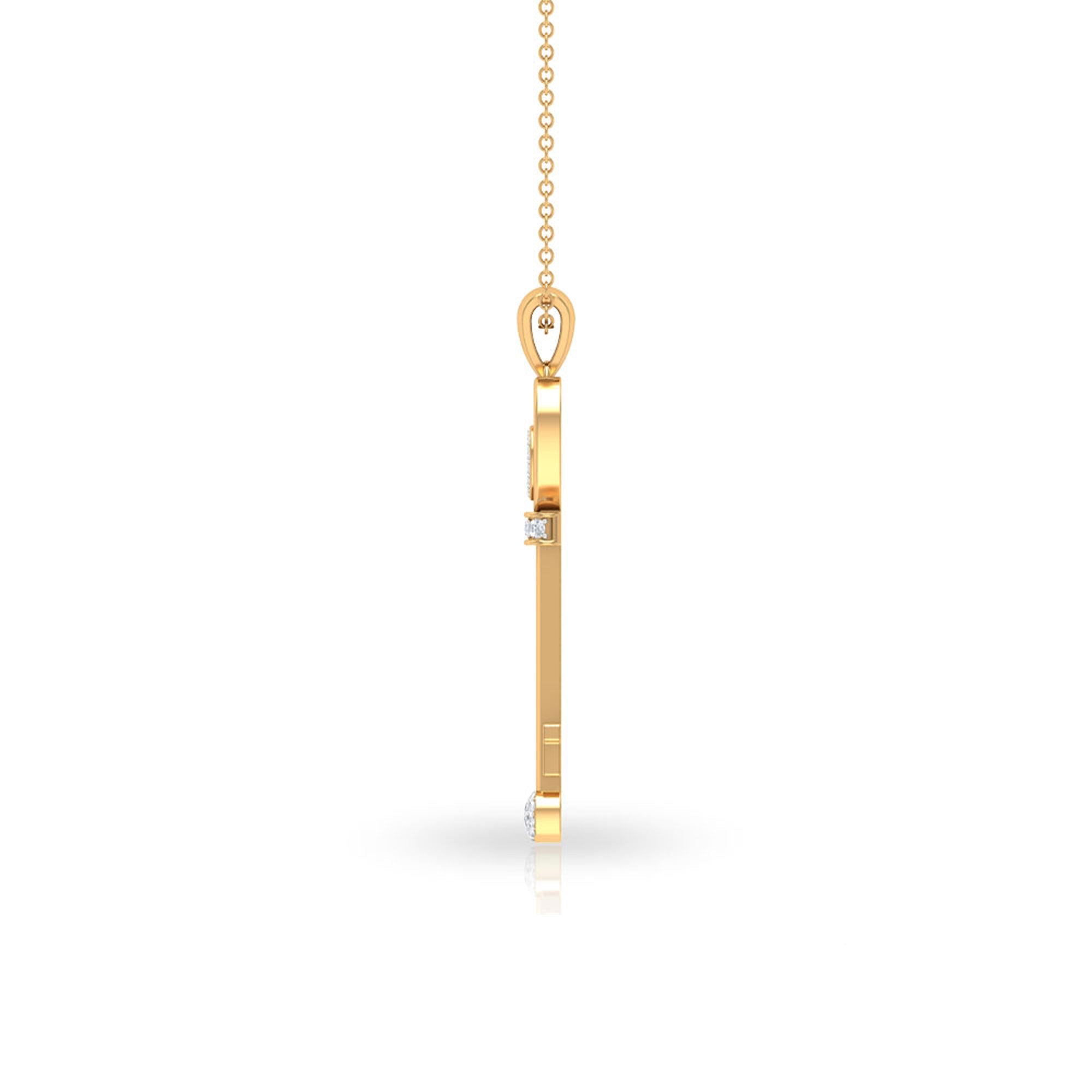 Diamond Key Necklace – Vintage Style Heart Pendant With Prong Setting Diamonds