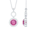 Pink Tourmaline Necklace – Diamond Dangle Pendant With Sparkling Halo Design