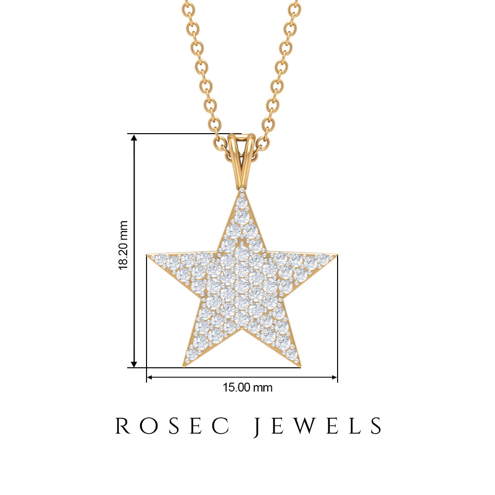 Diamond Star Necklace – Five Point Star Pendant with Pave Setting | Celestial Jewelry Gift