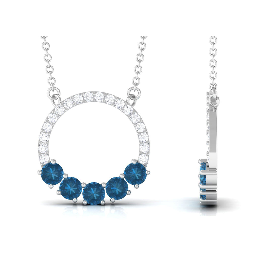 London Blue Topaz Necklace – Diamond Eternity Necklace | AAA Quality Gemstones