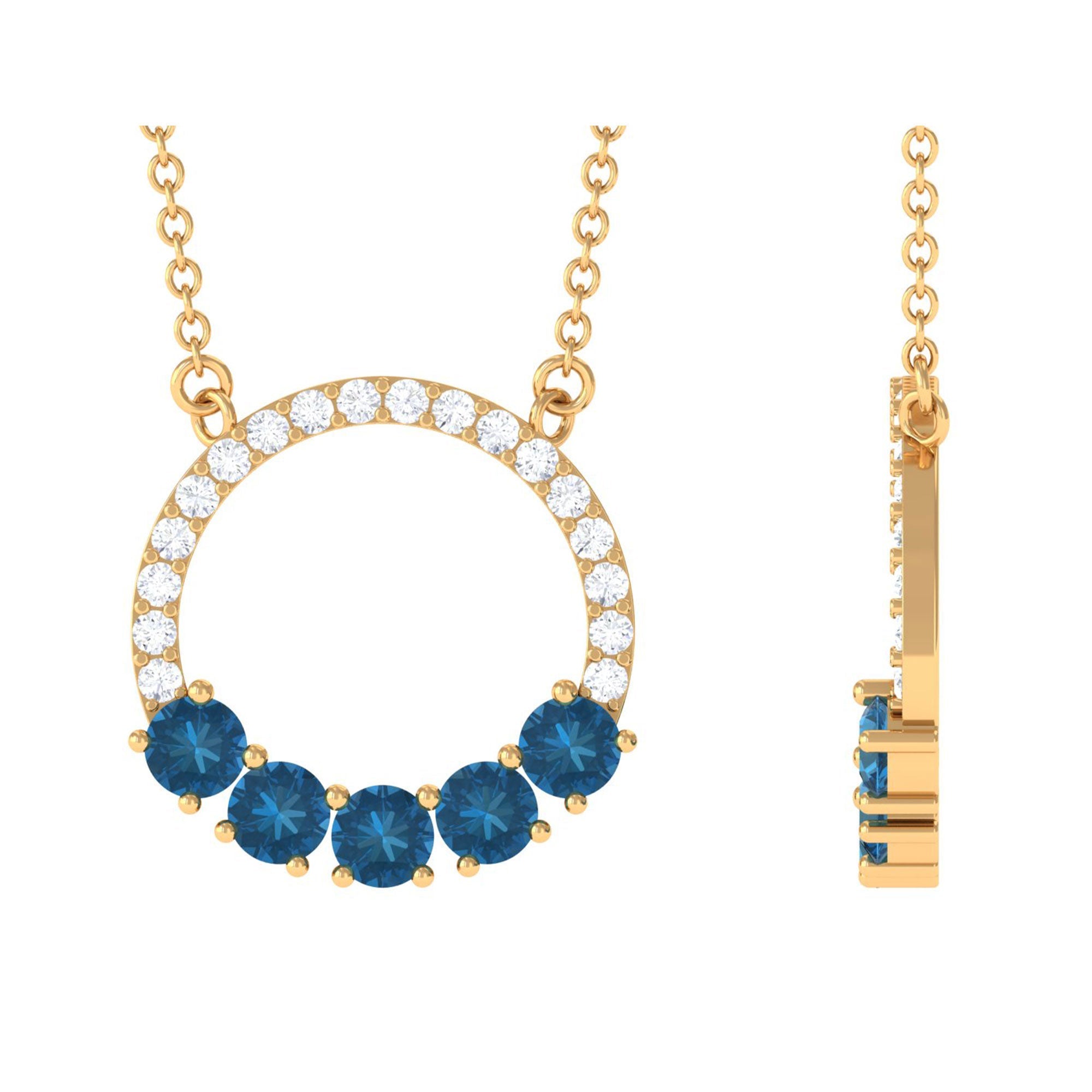 London Blue Topaz Necklace – Diamond Eternity Necklace | AAA Quality Gemstones