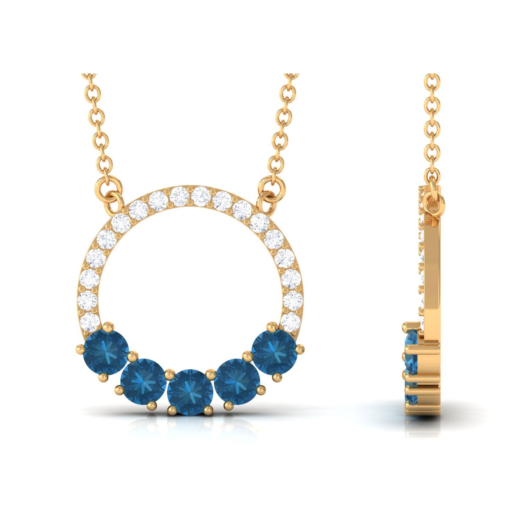 London Blue Topaz Necklace – Diamond Eternity Necklace | AAA Quality Gemstones
