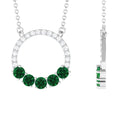 Emerald Pendant Necklace – Lab Created Emerald Jewelry | Diamond Open Circle Necklace