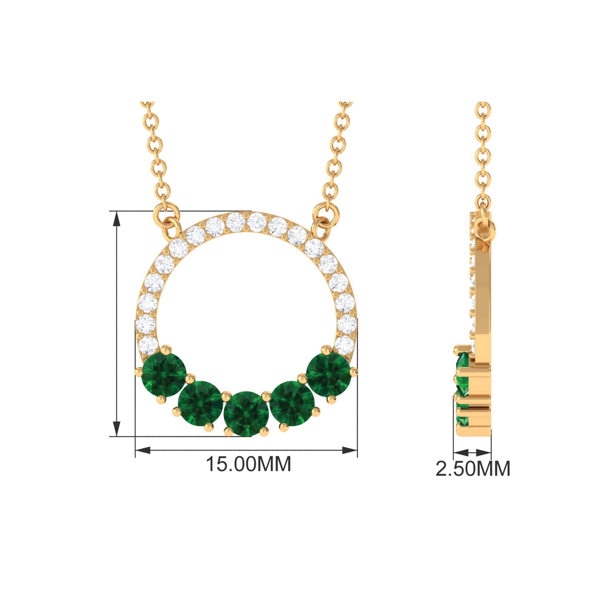 Emerald Pendant Necklace – Lab Created Emerald Jewelry | Diamond Open Circle Necklace