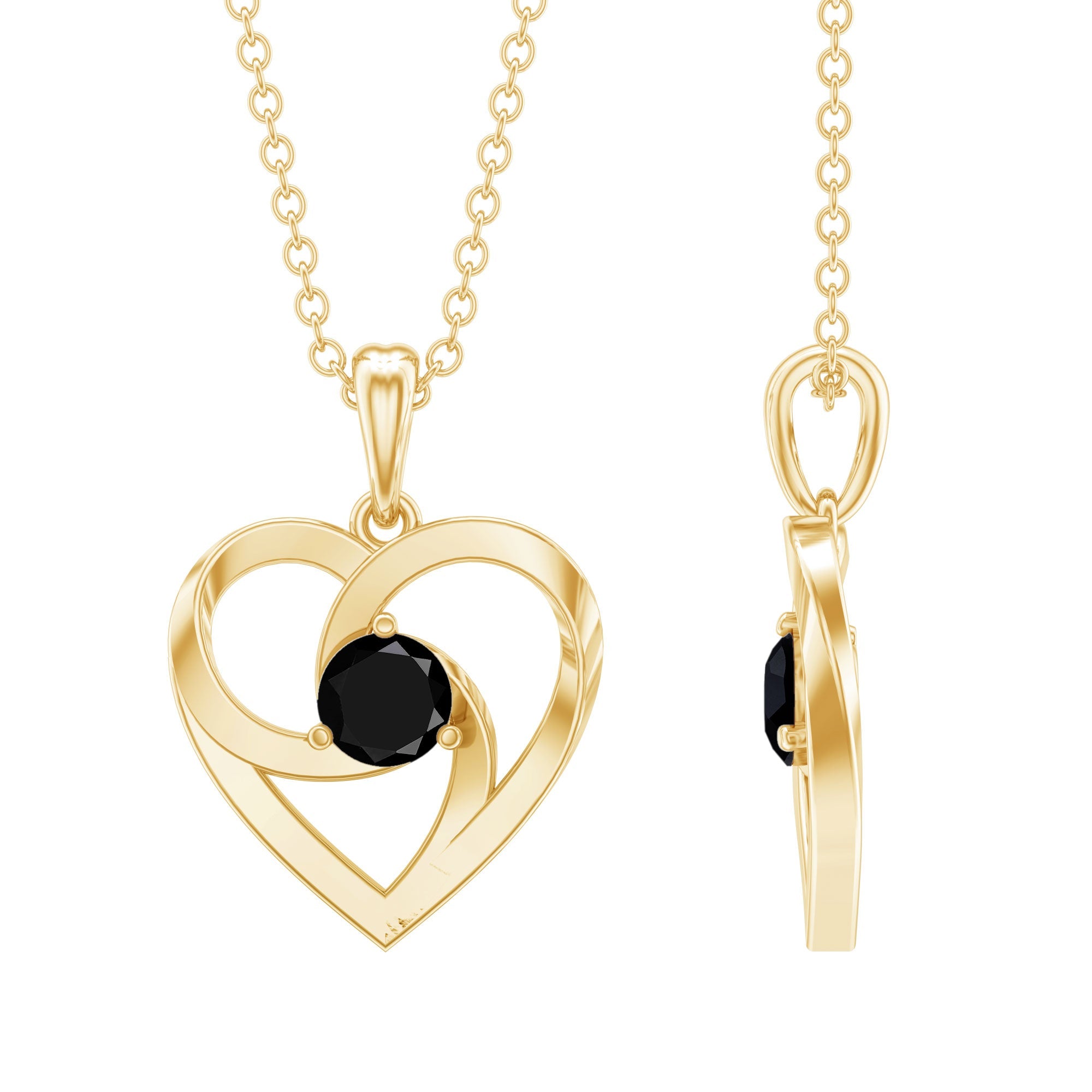 Heart Shape Black Onyx Promise Necklace For Women