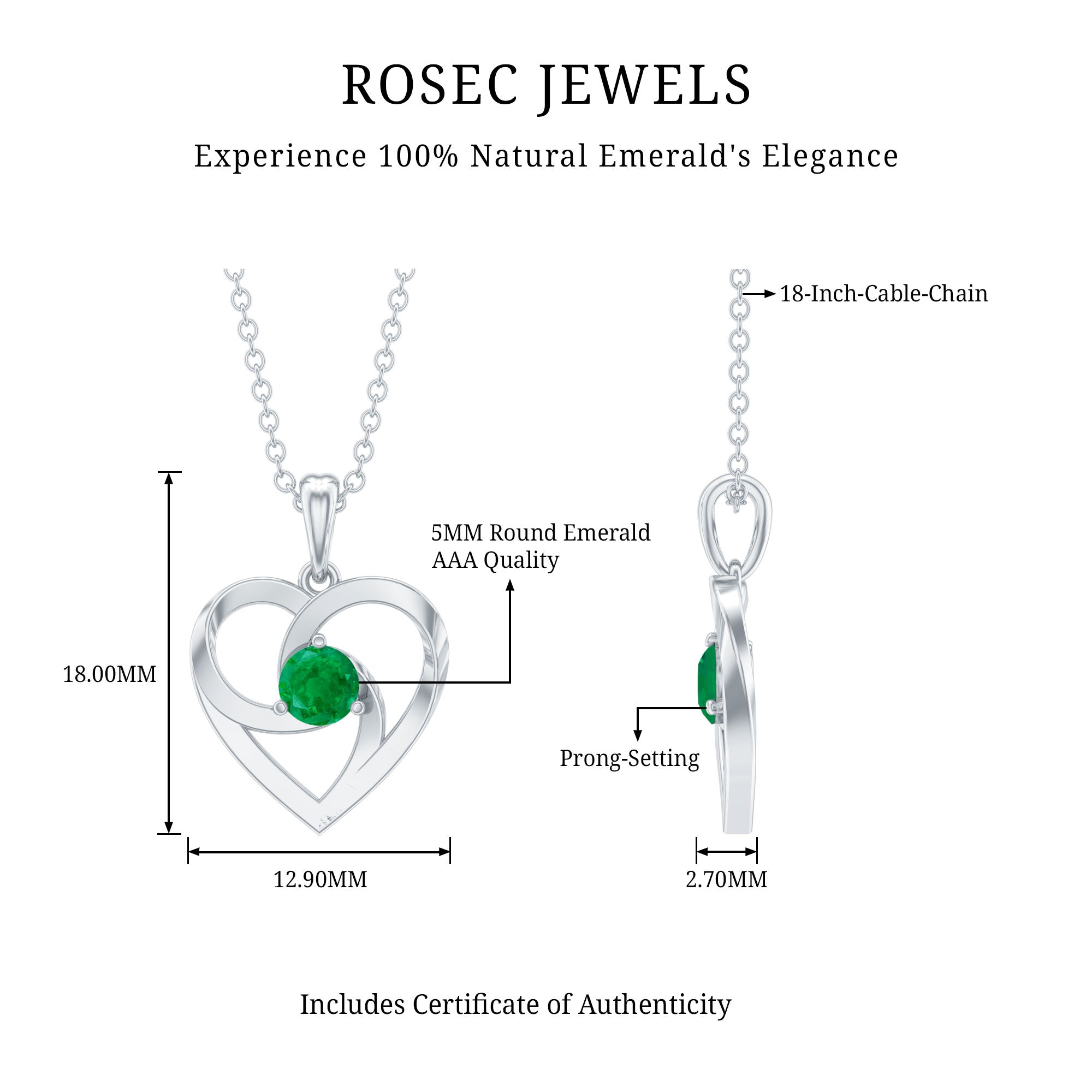 Emerald Heart Pendant Natural Half Carat Green Gemstone Necklace – Timeless Jewelry Piece