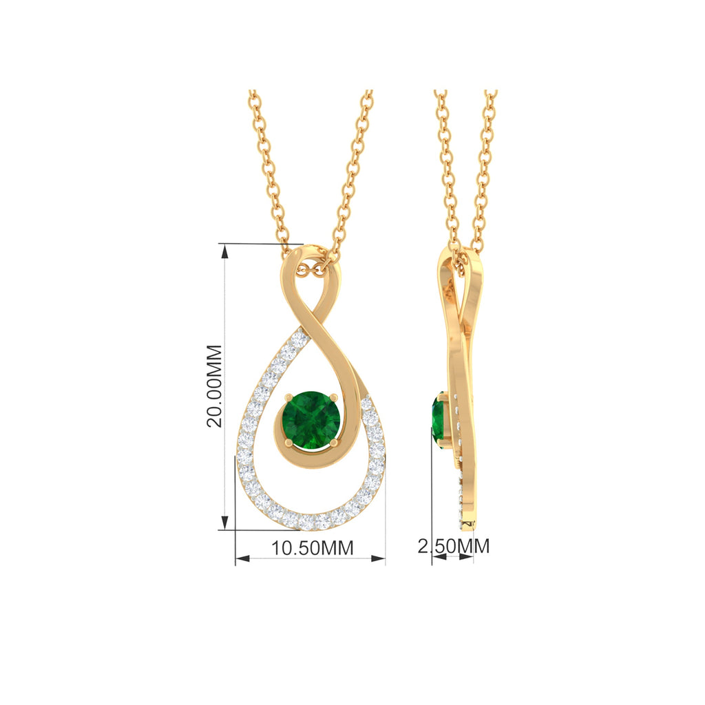 Emerald Infinity Necklace - Half Carat Diamond Pendant with AAA Quality Emerald
