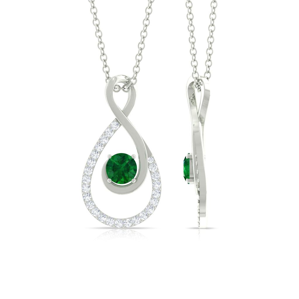 Emerald Infinity Necklace - Half Carat Diamond Pendant with AAA Quality Emerald