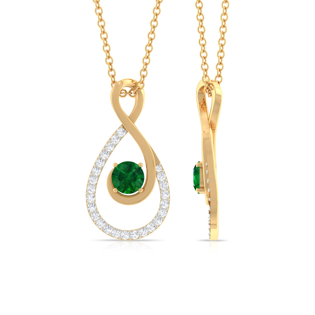 Emerald Infinity Necklace - Half Carat Diamond Pendant with AAA Quality Emerald