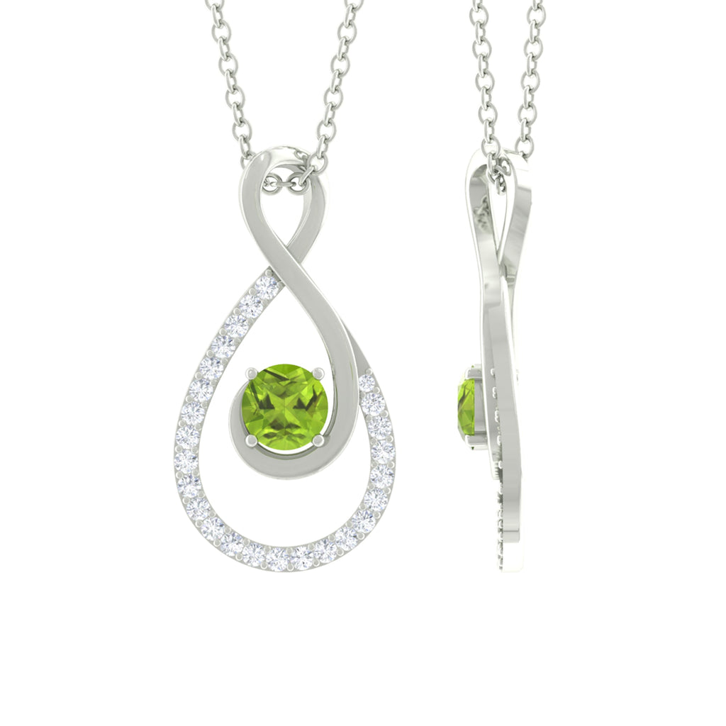 Peridot Infinity Necklace – Teardrop Diamond Pendant | Elegant Green Gemstone Jewelry