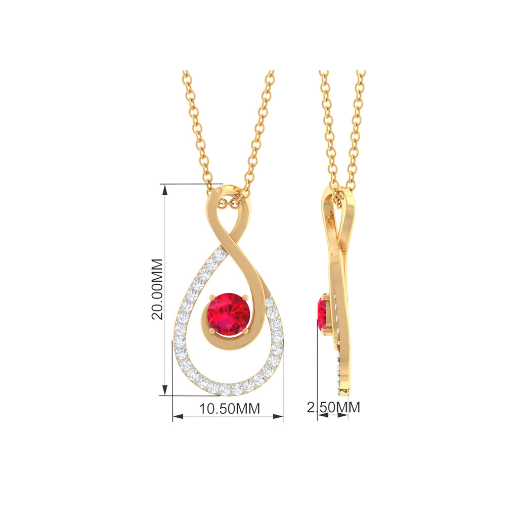 Ruby and Diamond Teardrop Pendant Necklace